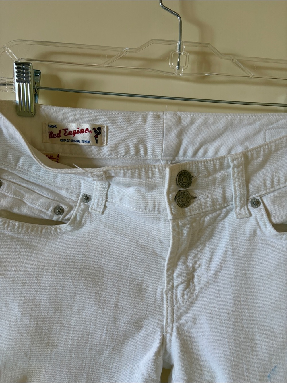 Red Engine White Cropped Women's Jeans